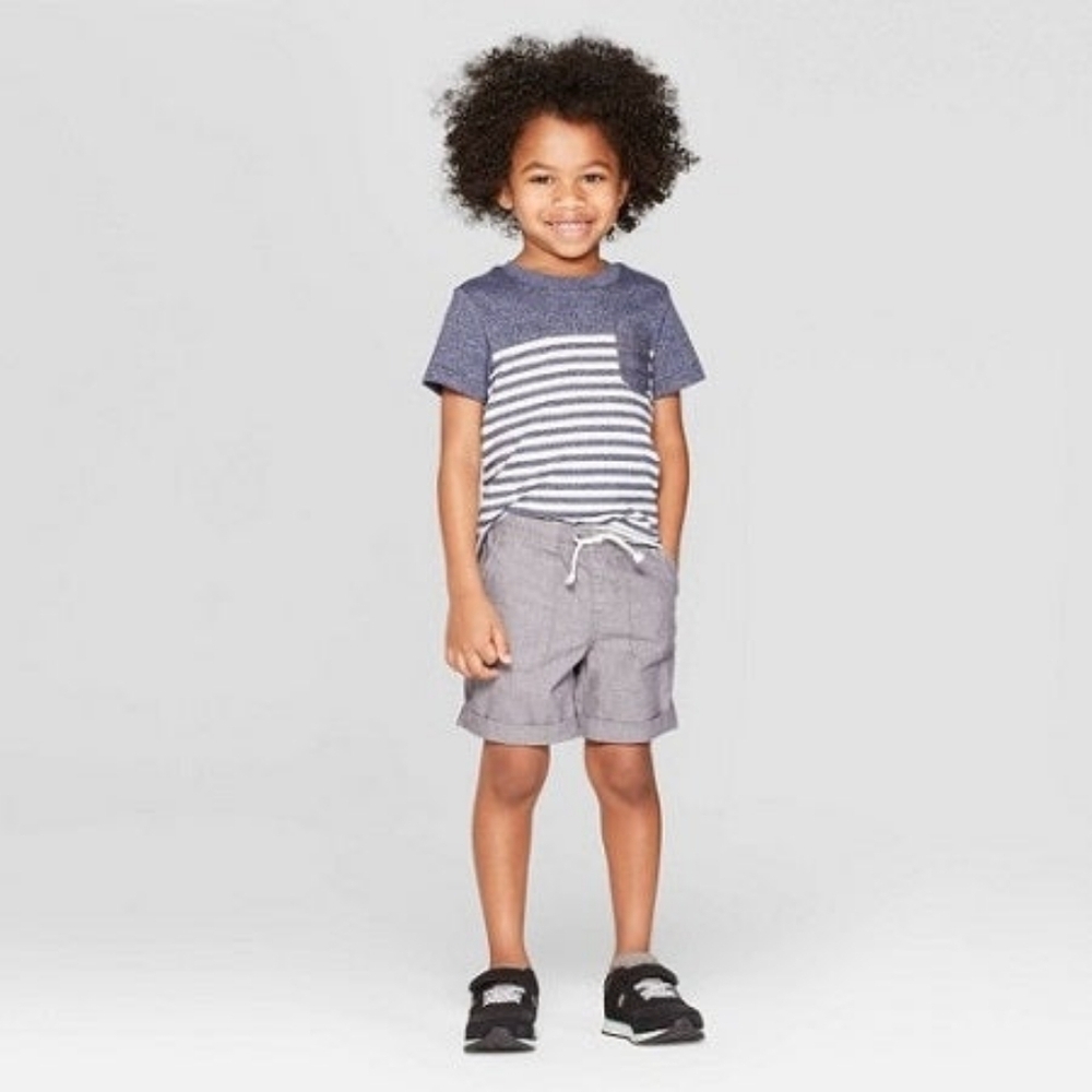Cat & Jack Boys Striped Pocket Tee Blue White Size 18m NWOT
